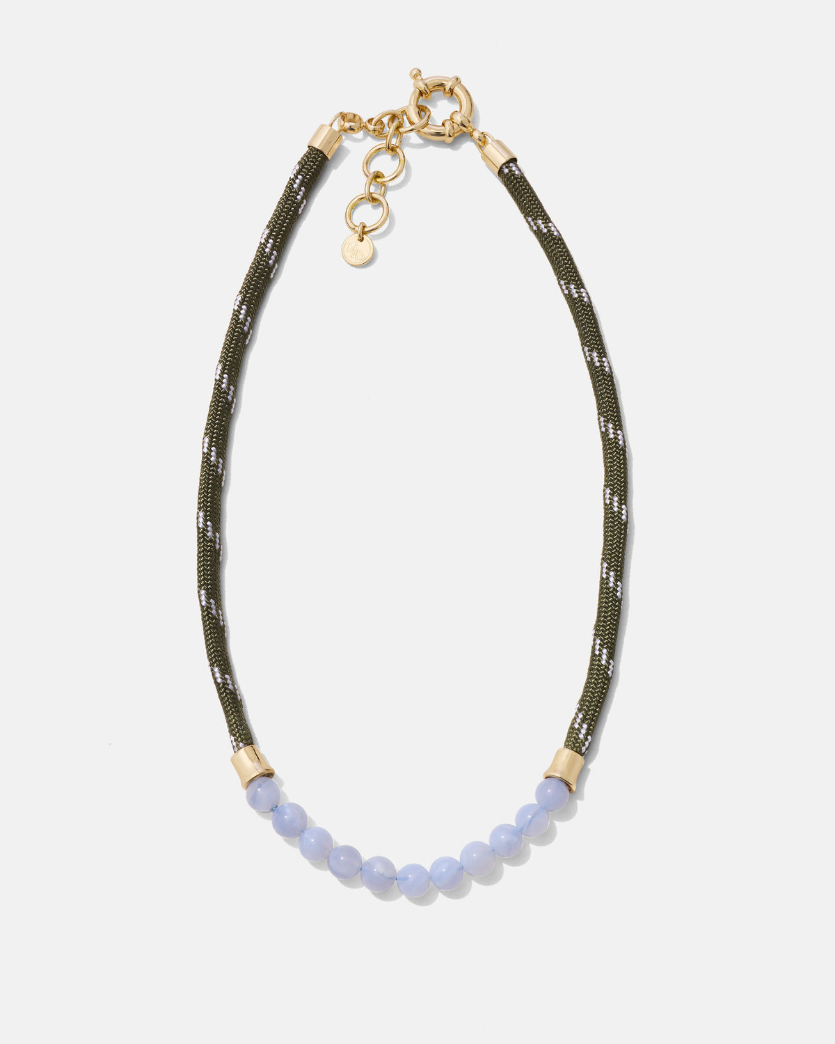 The Mister B. Necklace- Blue Lace Agate & Olive