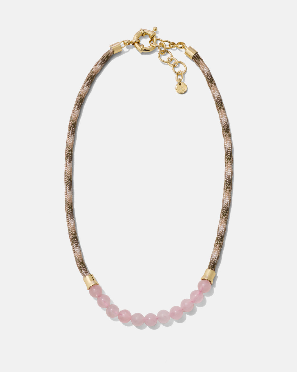The Mister B. Necklace- Rose Quartz & Khaki
