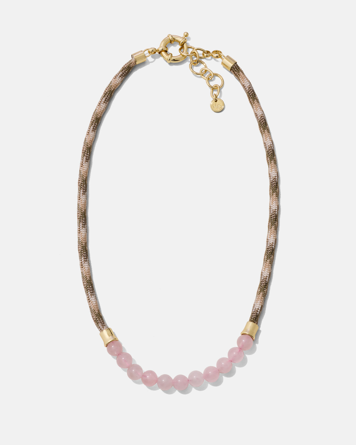 The Mister B. Necklace- Rose Quartz & Khaki