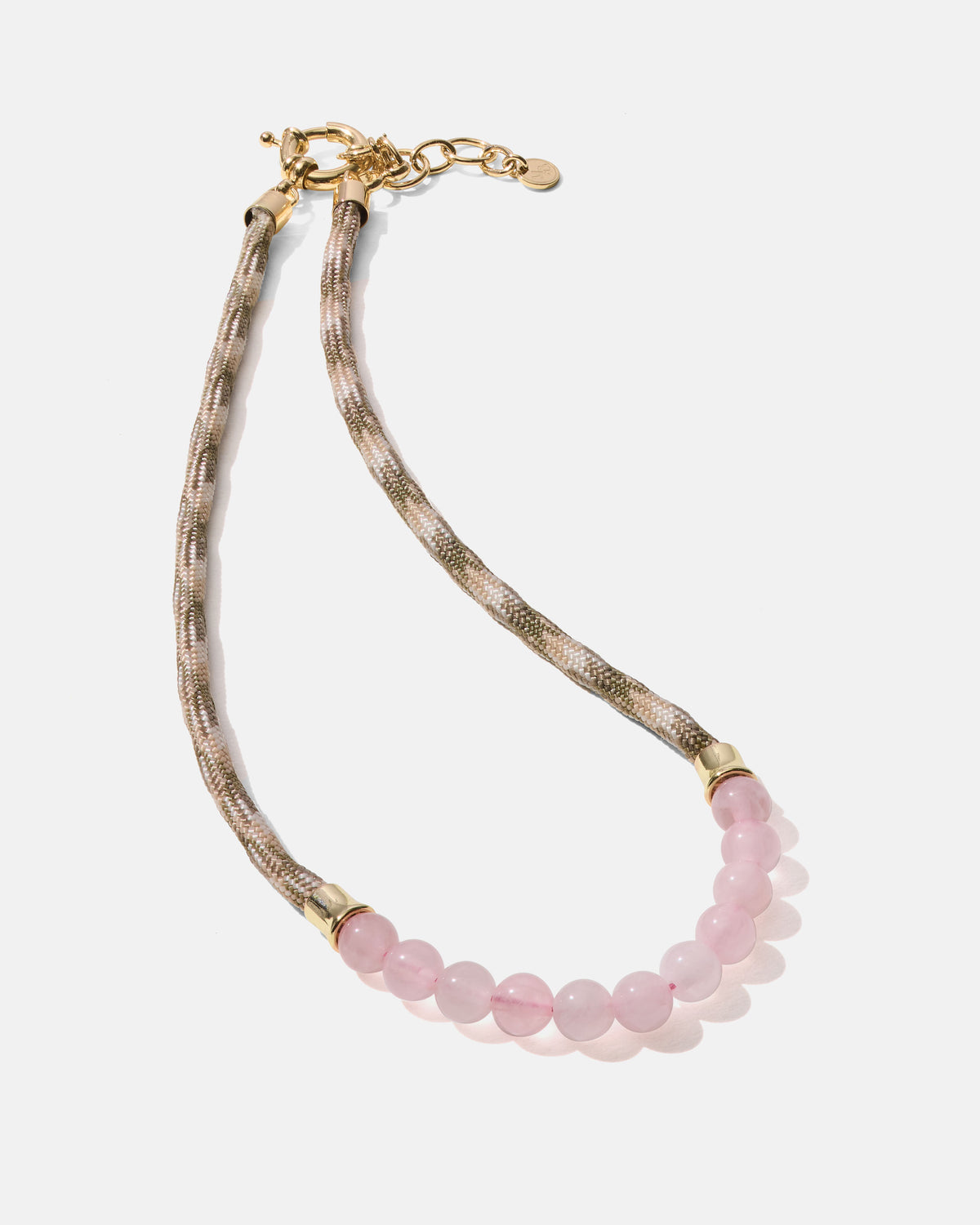 The Mister B. Necklace- Rose Quartz & Khaki